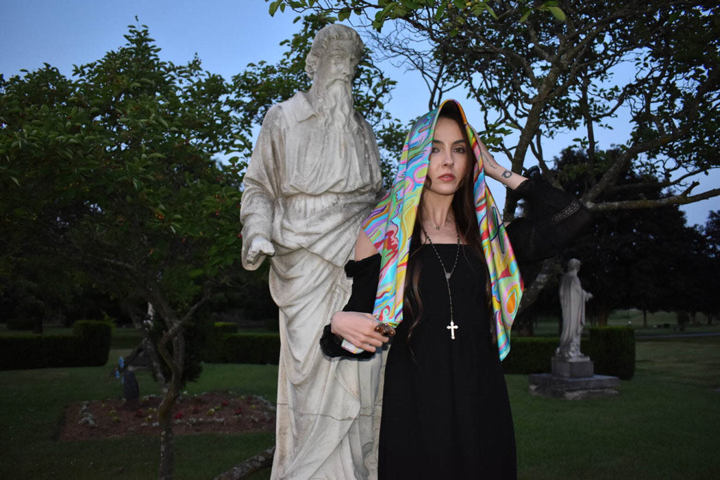 Brooke modeling the Akashic Scarf - Large